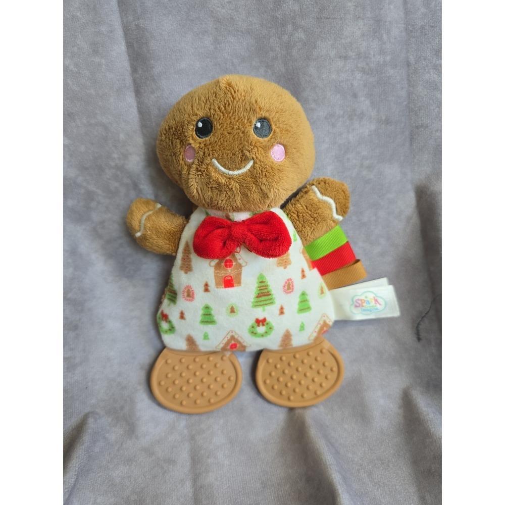 Spark Create Imagine Gingerbread Man Lovey Security Blanket Plush Teether Rattle